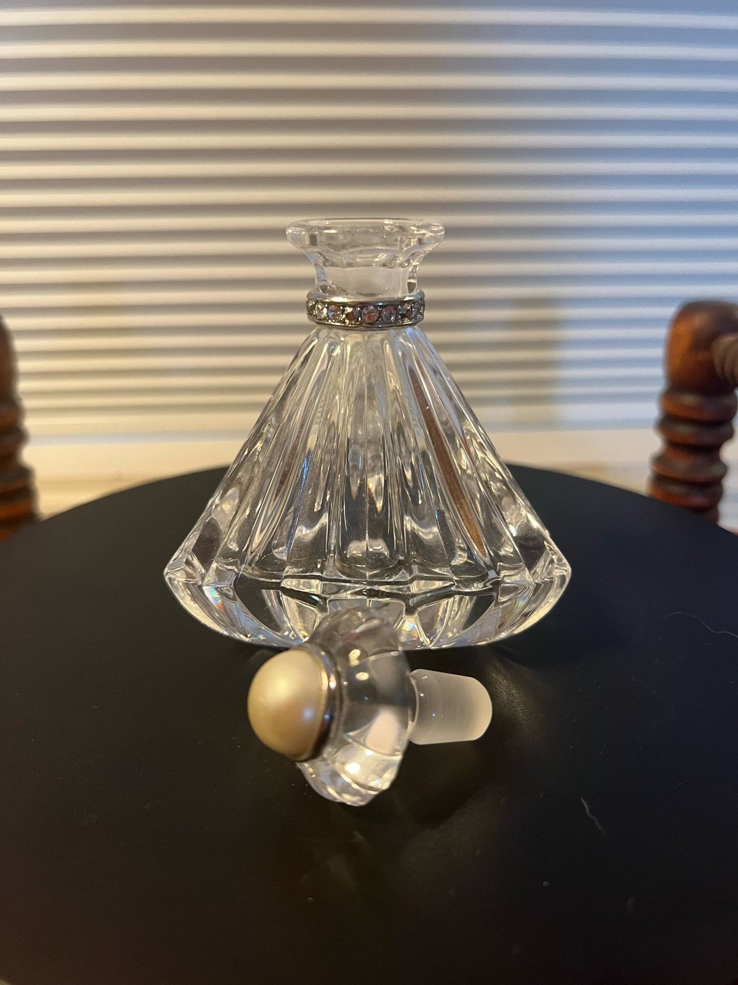 Vintage Lenox Crystal Perfume Bottle with Stopper Diamonds and Pearls Pave Jewels Faceted Art Glass Lover Antiques and Vintage