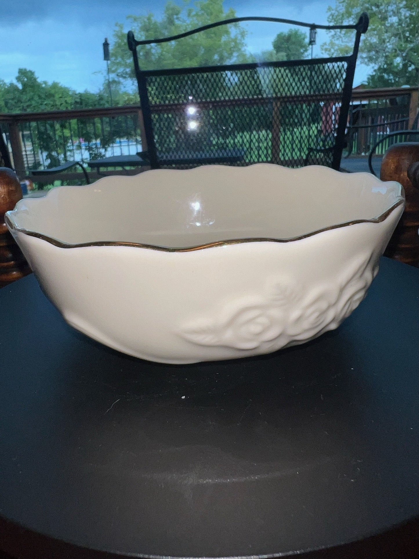 Vintage Lenox Porcelain Rose Blossom Bowl 24K Gold Gilding Lover Antiques and Vintage