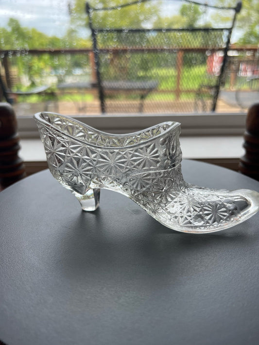 Vintage Fenton Daisy and Button Slipper Shoe Clear Princess Slipper Glass Art Lover Antiques and Vintage