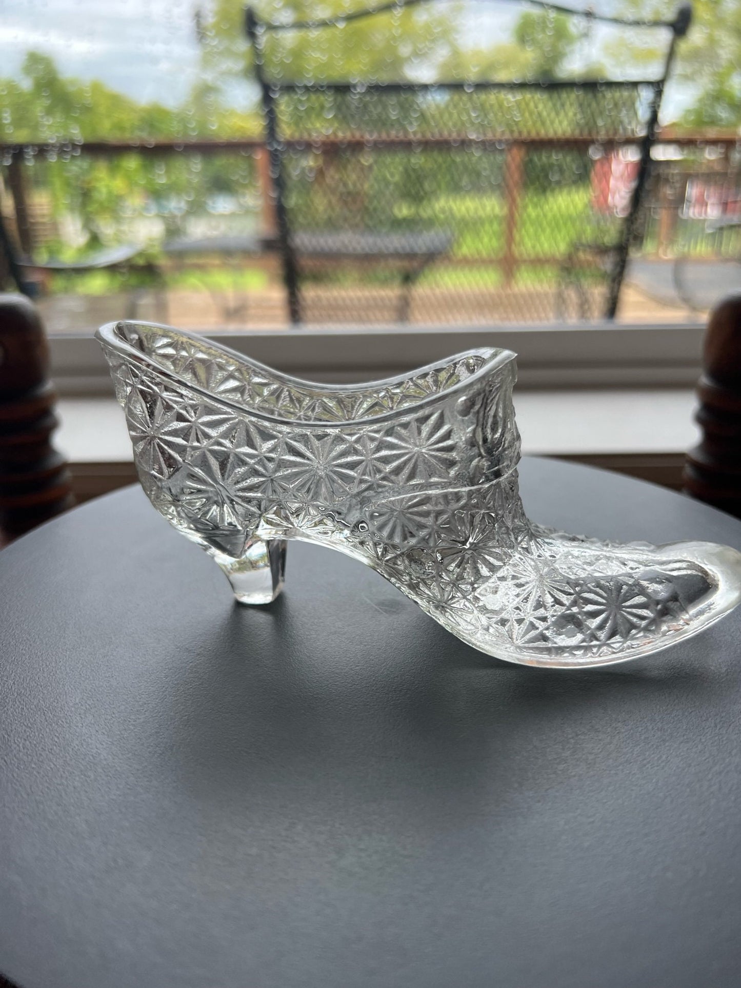 Vintage Fenton Daisy and Button Slipper Shoe Clear Princess Slipper Glass Art Lover Antiques and Vintage