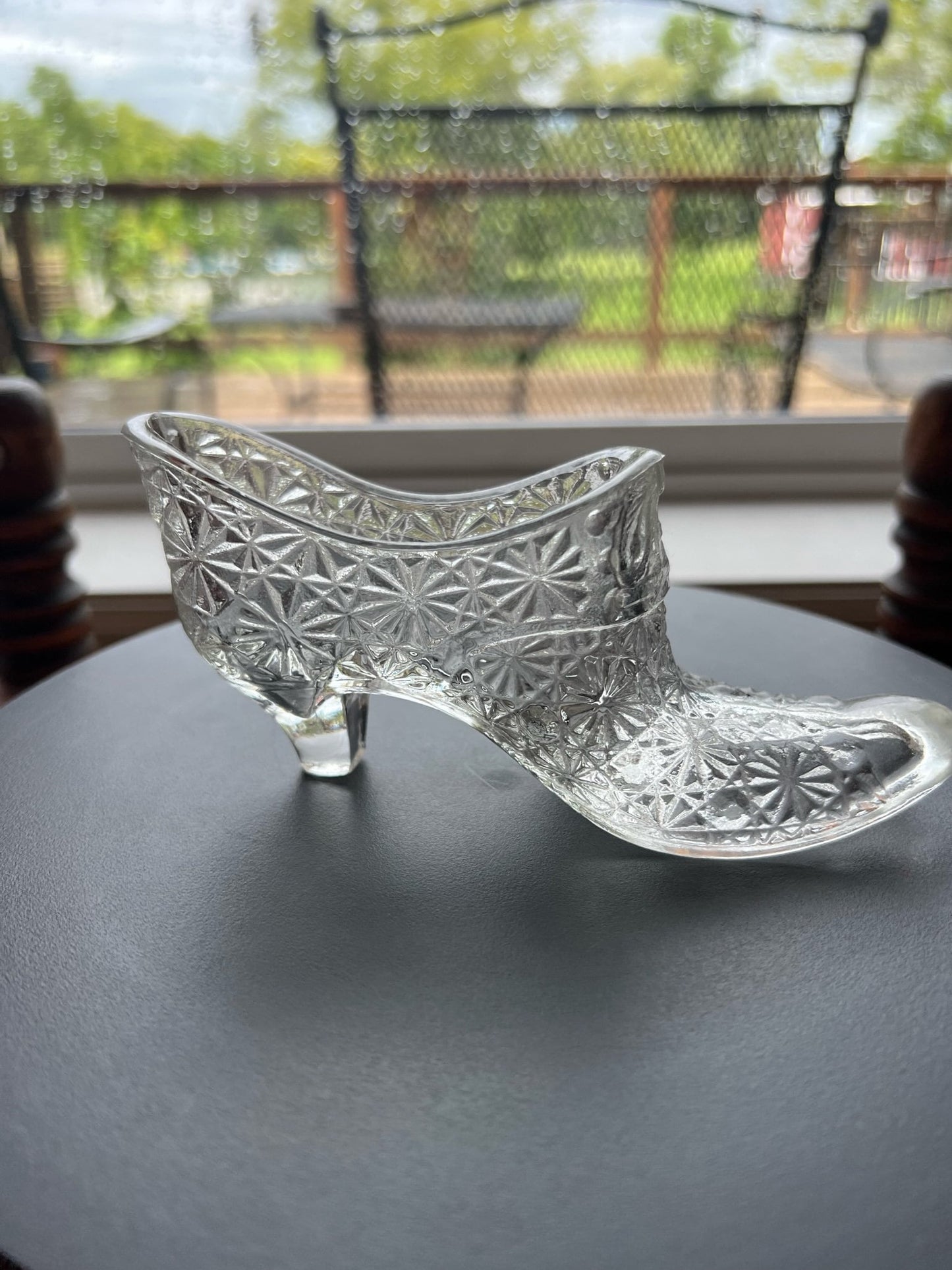 Vintage Fenton Daisy and Button Slipper Shoe Clear Princess Slipper Glass Art Lover Antiques and Vintage