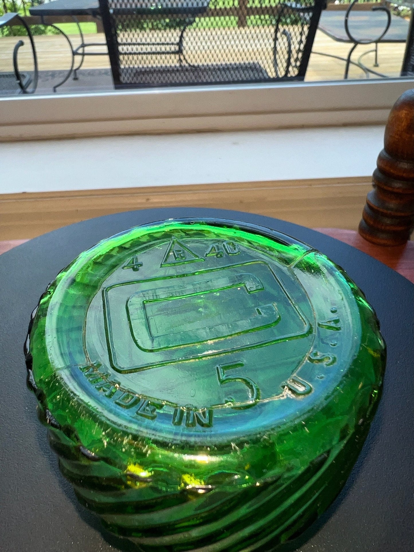 Antique Emerald Green Glass Art Inkwell Vanity Jar Dish Container Made in USA EUC Lover Antiques and Vintage