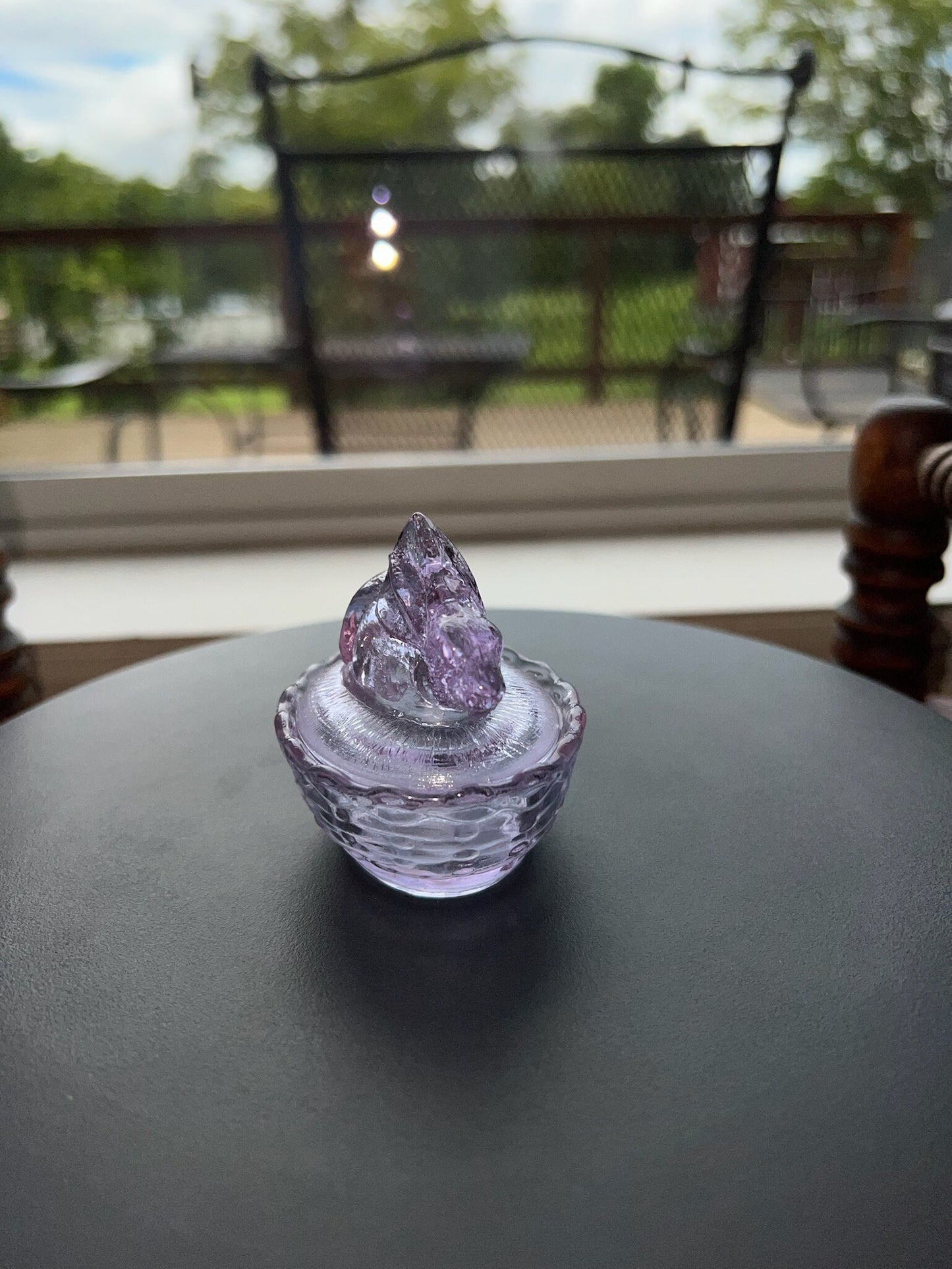 Vintage Rabbit Alexandrite Covered Dish Nesting Pink Glass Bunny Candy Dish Summit Art Russ Vogelsong Hand Pressed Figurines Lover Antiques