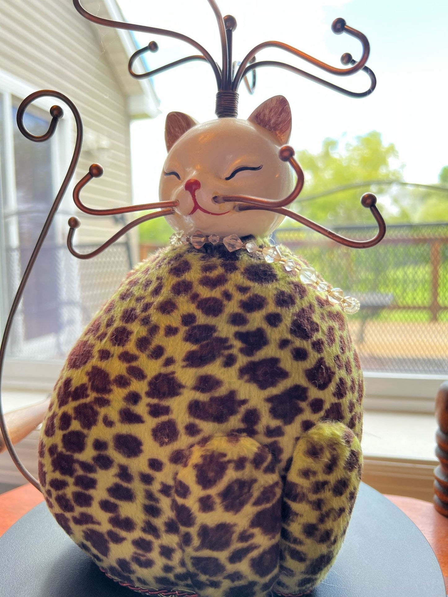 Vintage Cat Jewelry Stand Rack Cast Iron Ornate Necklace, Rings, Jewelry, Bracelets, Kitty Stand, Lover Antiques and Vintage