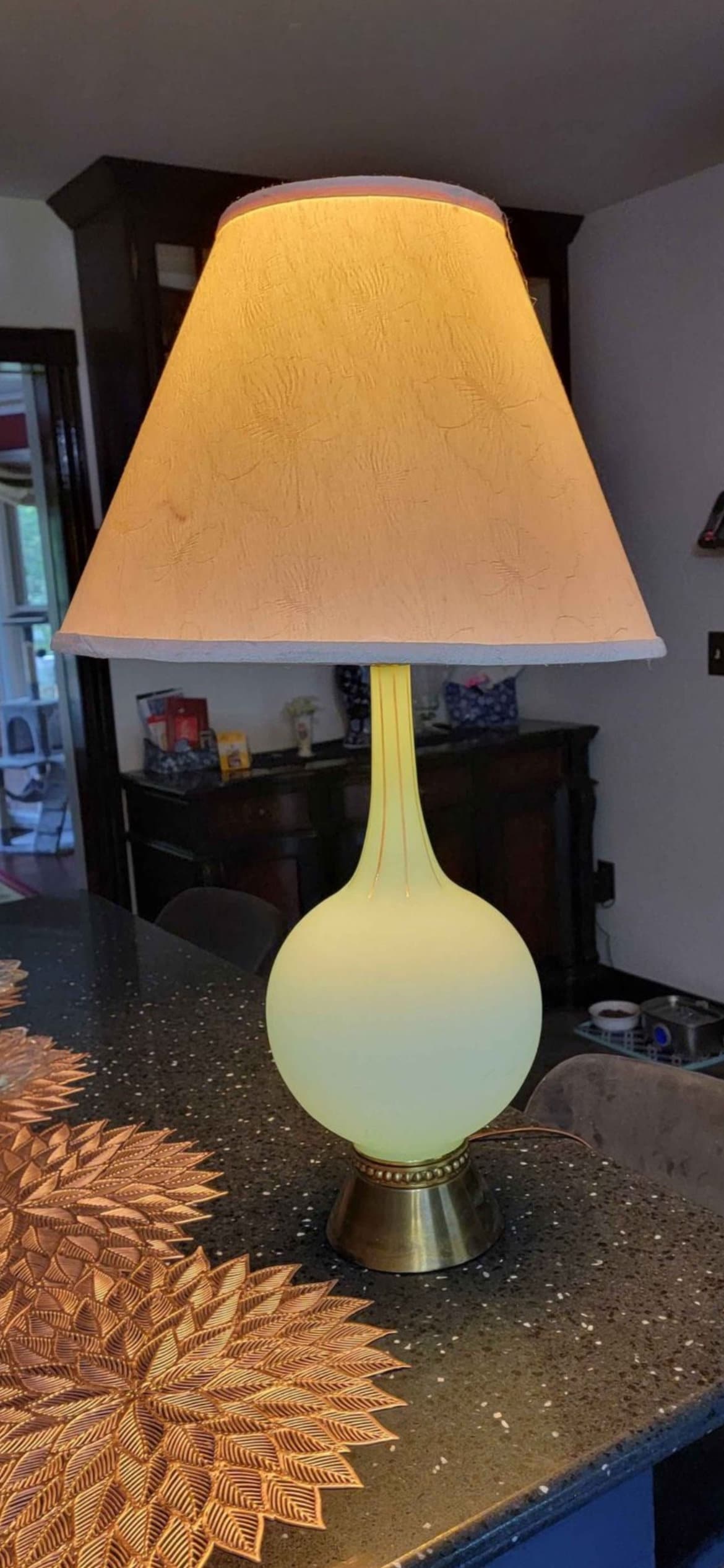 Vintage Green Frosted Mid Century Modern Lamp Lover Antiques and Vintage