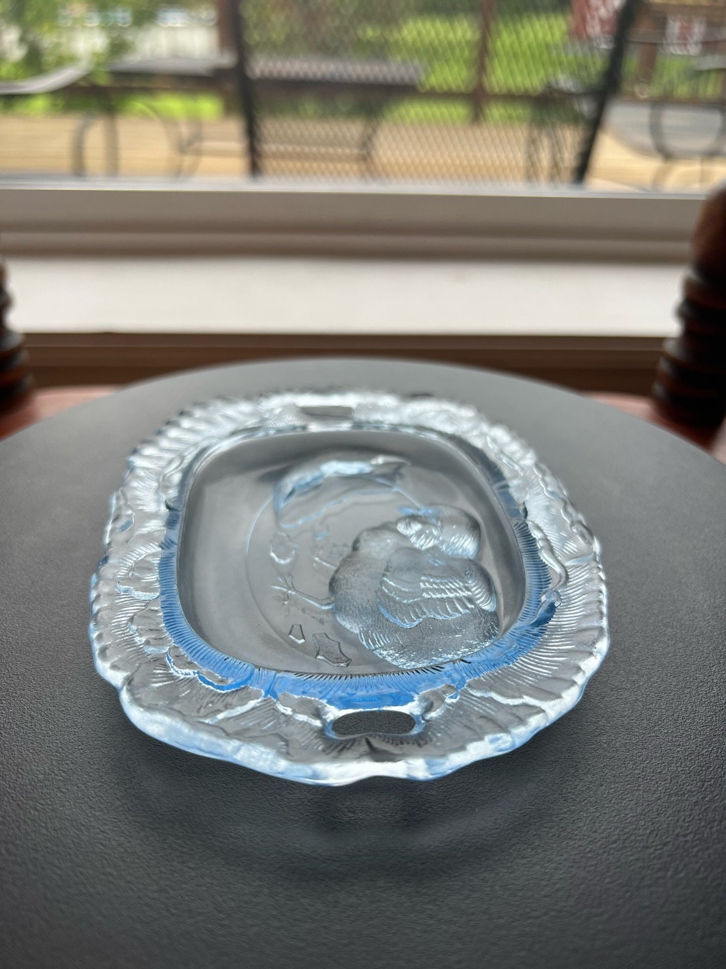 Vintage Pressed Glass Plate with Chick Emerging from Egg Clear Glass Art Small Plate Lover Antiques and Vintage