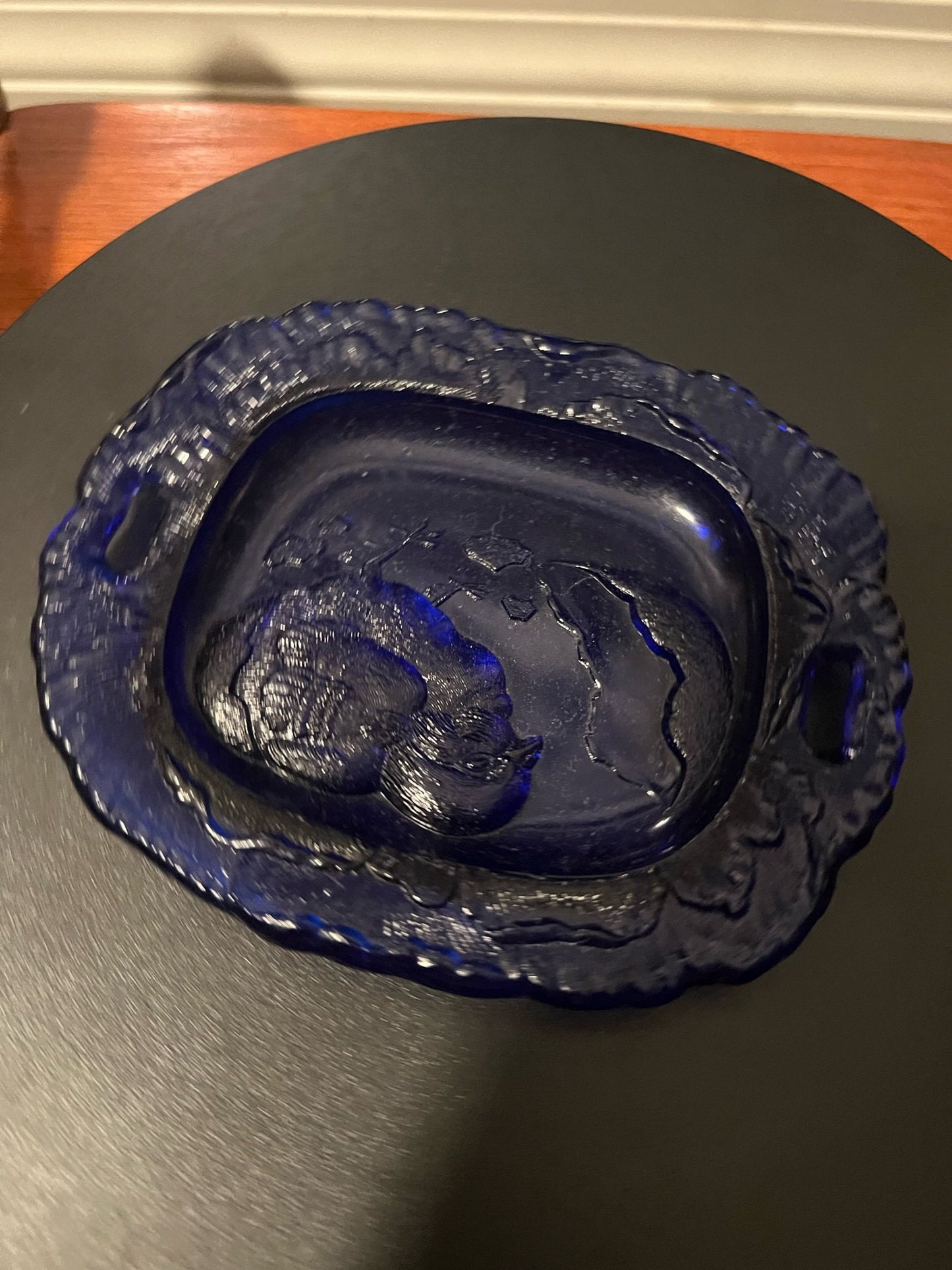 Vintage Purple Pressed Glass Plate with Chick Emerging from Egg Glass Art Small Plate Lover Antiques and Vintage