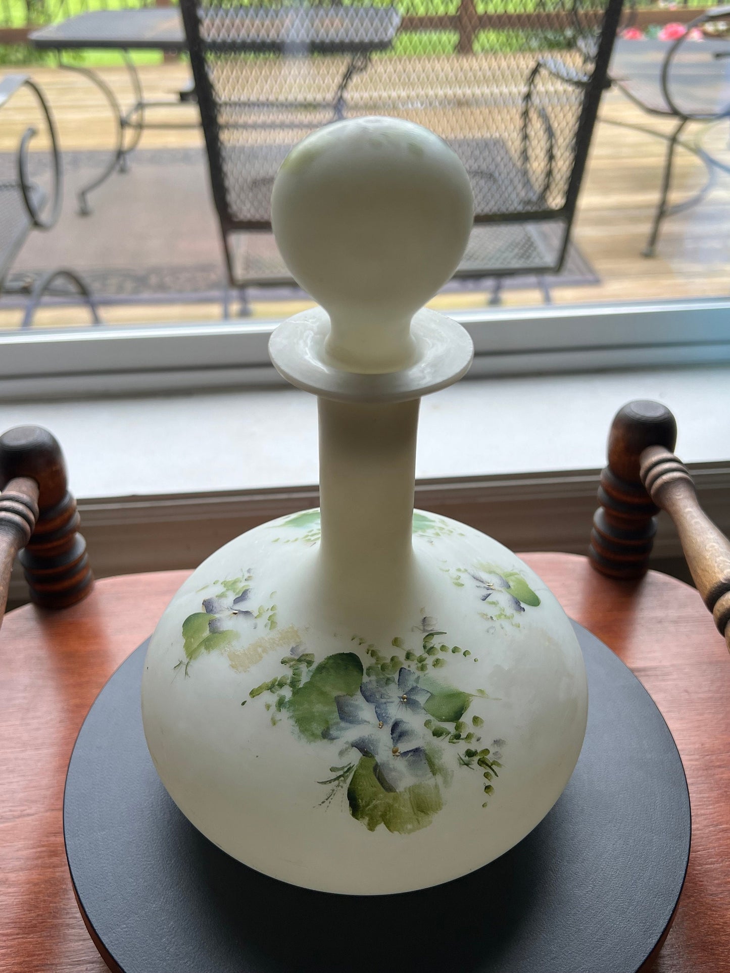Antique Mount Washington Hand Blown Satin Lusterless Boudoir Glass Perfume Cologne Bottle Glass Art Lover Antiques and Vintage