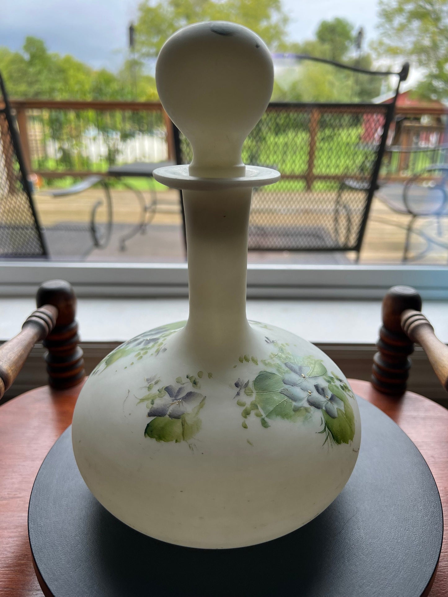 Antique Mount Washington Hand Blown Satin Lusterless Boudoir Glass Perfume Cologne Bottle Glass Art Lover Antiques and Vintage