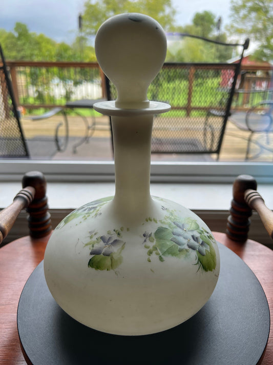 Antique Mount Washington Hand Blown Satin Lusterless Boudoir Glass Perfume Cologne Bottle Glass Art Lover Antiques and Vintage
