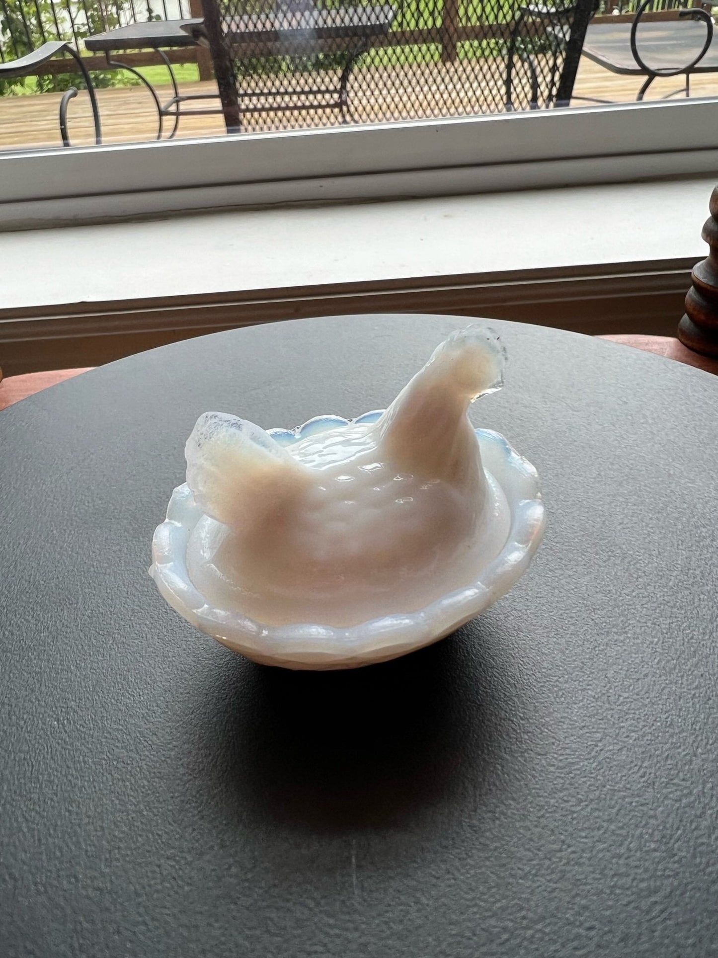 Vintage Westmoreland White Rooster Covered Dish Nesting Glass Bird Covered Candy Dish Hand Pressed Figurines Lover Antiques and Vintage