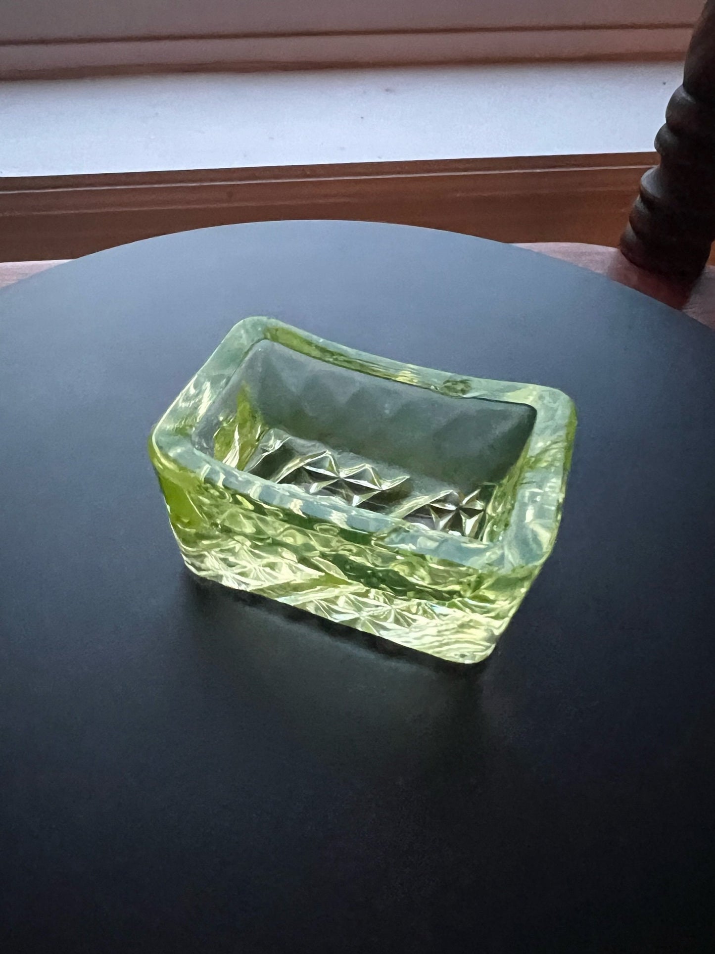 Vintage Vaseline Yellow Toothpick Holder Small Glass Art Container Pattern Glass Art Lover Antiques and Vintage