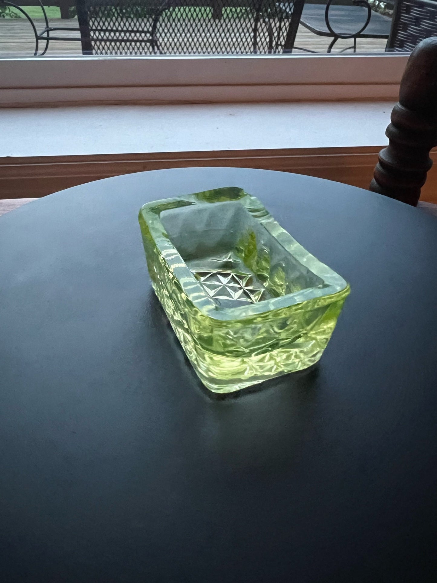 Vintage Vaseline Yellow Toothpick Holder Small Glass Art Container Pattern Glass Art Lover Antiques and Vintage