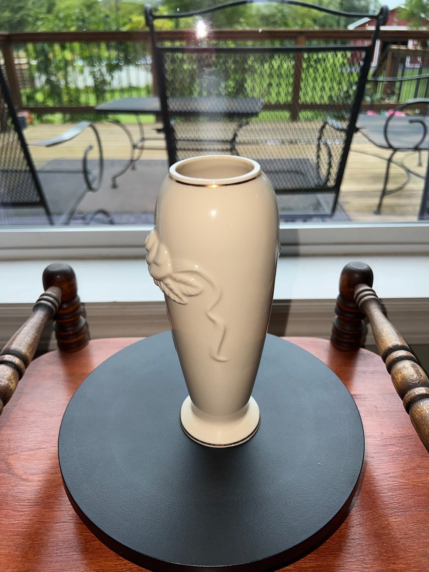 Vintage Lenox Rose Blossom Vase Cream Porcelain 24K Gold Gilded Flower Embossed Pretty Things Made in USA Lover Antiques