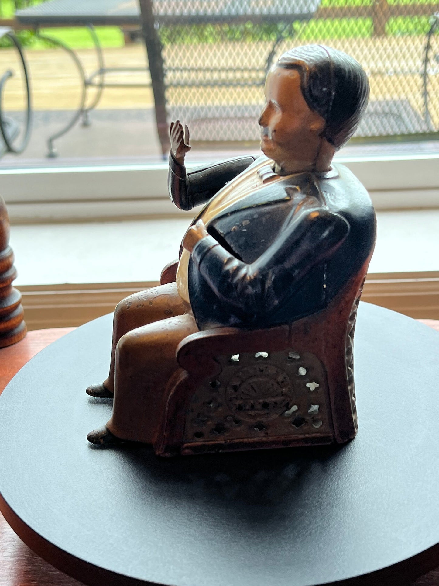 Antique Mechanical Tammany Bank Little Fat Man Banker Cast Iron Bank 1873 John Hall Novelty Banks Lover Antiques and Vintage