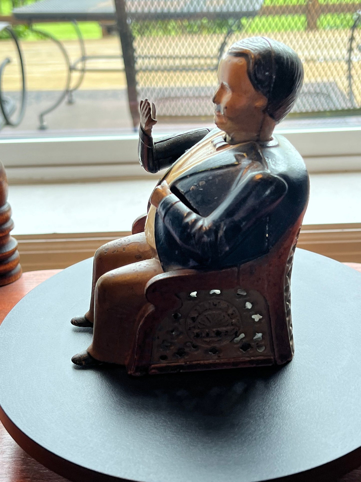 Antique Mechanical Tammany Bank Little Fat Man Banker Cast Iron Bank 1873 John Hall Novelty Banks Lover Antiques and Vintage