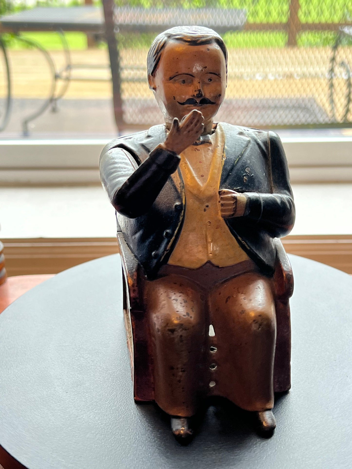 Antique Mechanical Tammany Bank Little Fat Man Banker Cast Iron Bank 1873 John Hall Novelty Banks Lover Antiques and Vintage
