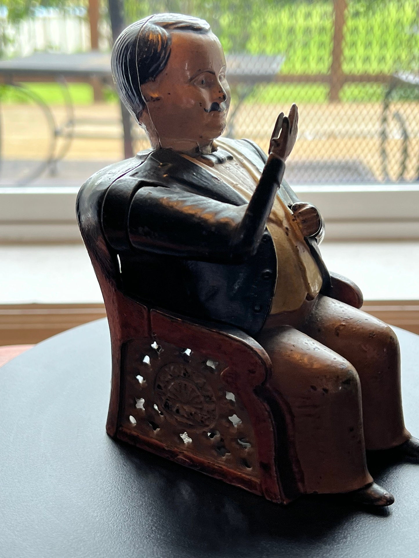 Antique Mechanical Tammany Bank Little Fat Man Banker Cast Iron Bank 1873 John Hall Novelty Banks Lover Antiques and Vintage