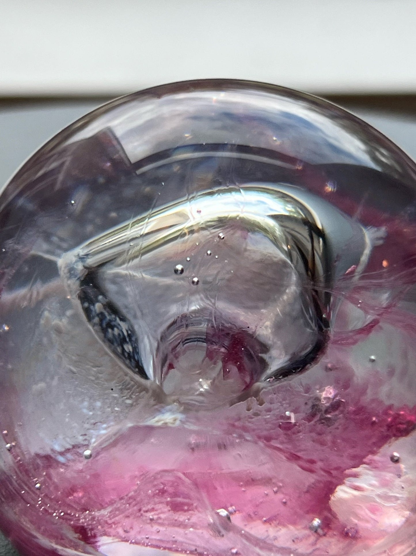 Vintage Caithness Glass Pink Rose with Controlled Bubbles Robin Sinclair Art Glass Paperweight Lover Antiques
