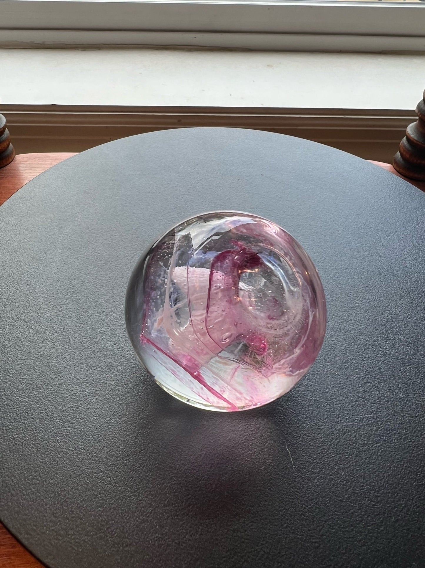 Vintage Caithness Glass Pink Rose with Controlled Bubbles Robin Sinclair Art Glass Paperweight Lover Antiques