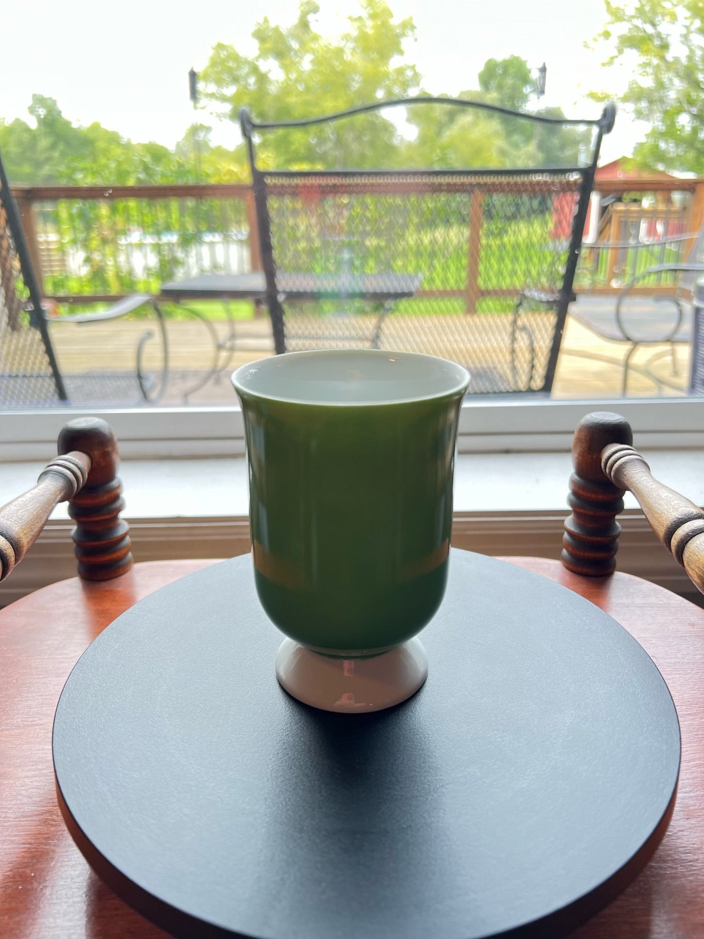 Vintage Green Glass Mug Cup by Holt Howard Footed Mug Art Lover Antiques and Vintage