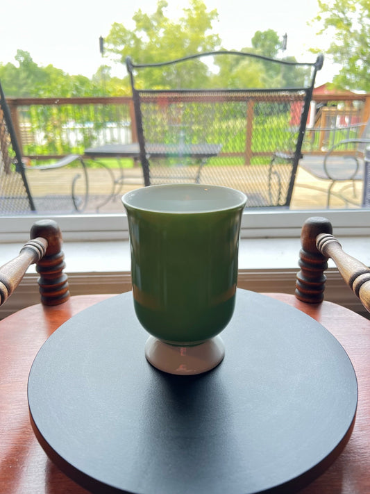 Vintage Green Glass Mug Cup by Holt Howard Footed Mug Art Lover Antiques and Vintage