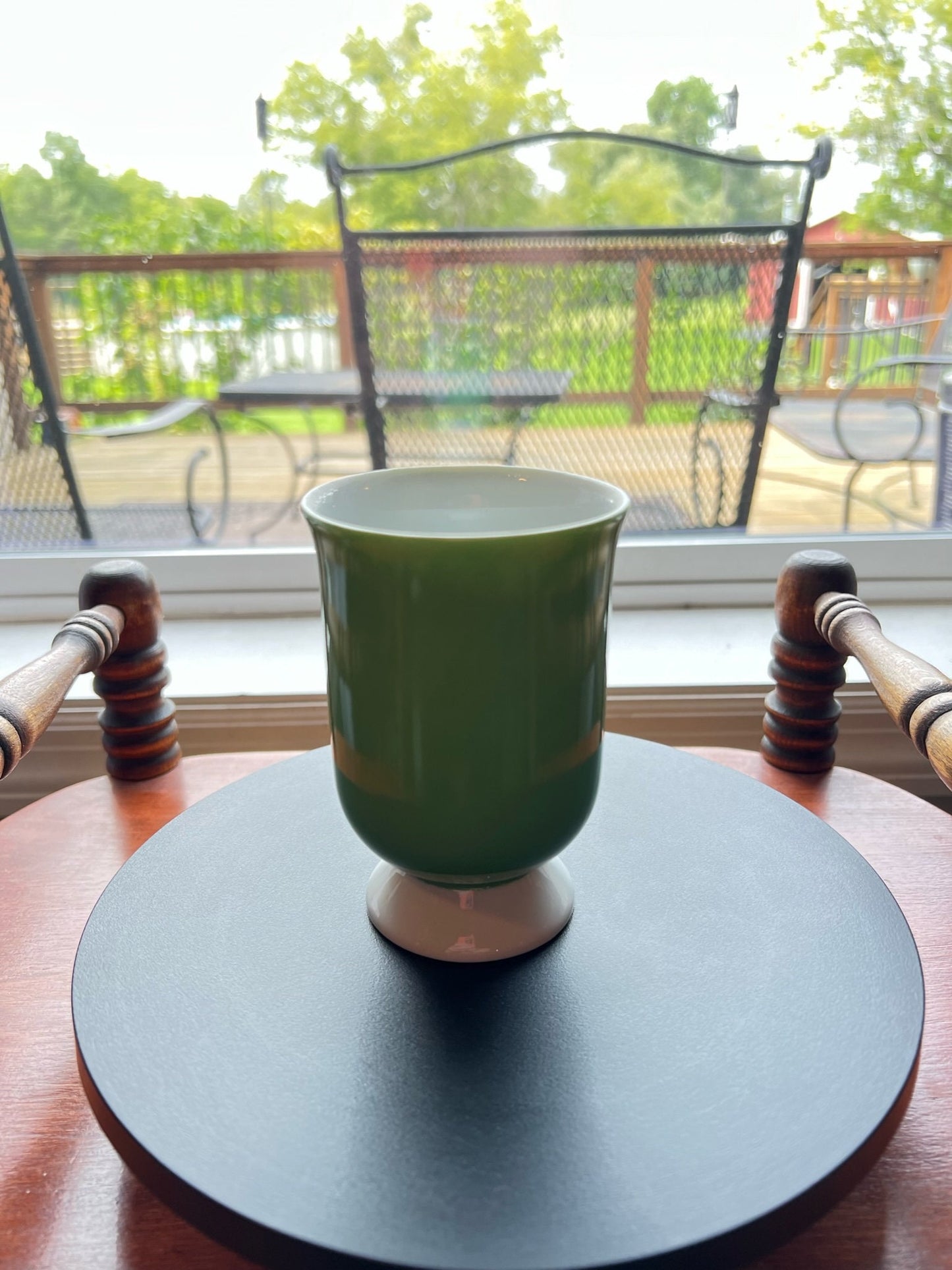 Vintage Green Glass Mug Cup by Holt Howard Footed Mug Art Lover Antiques and Vintage