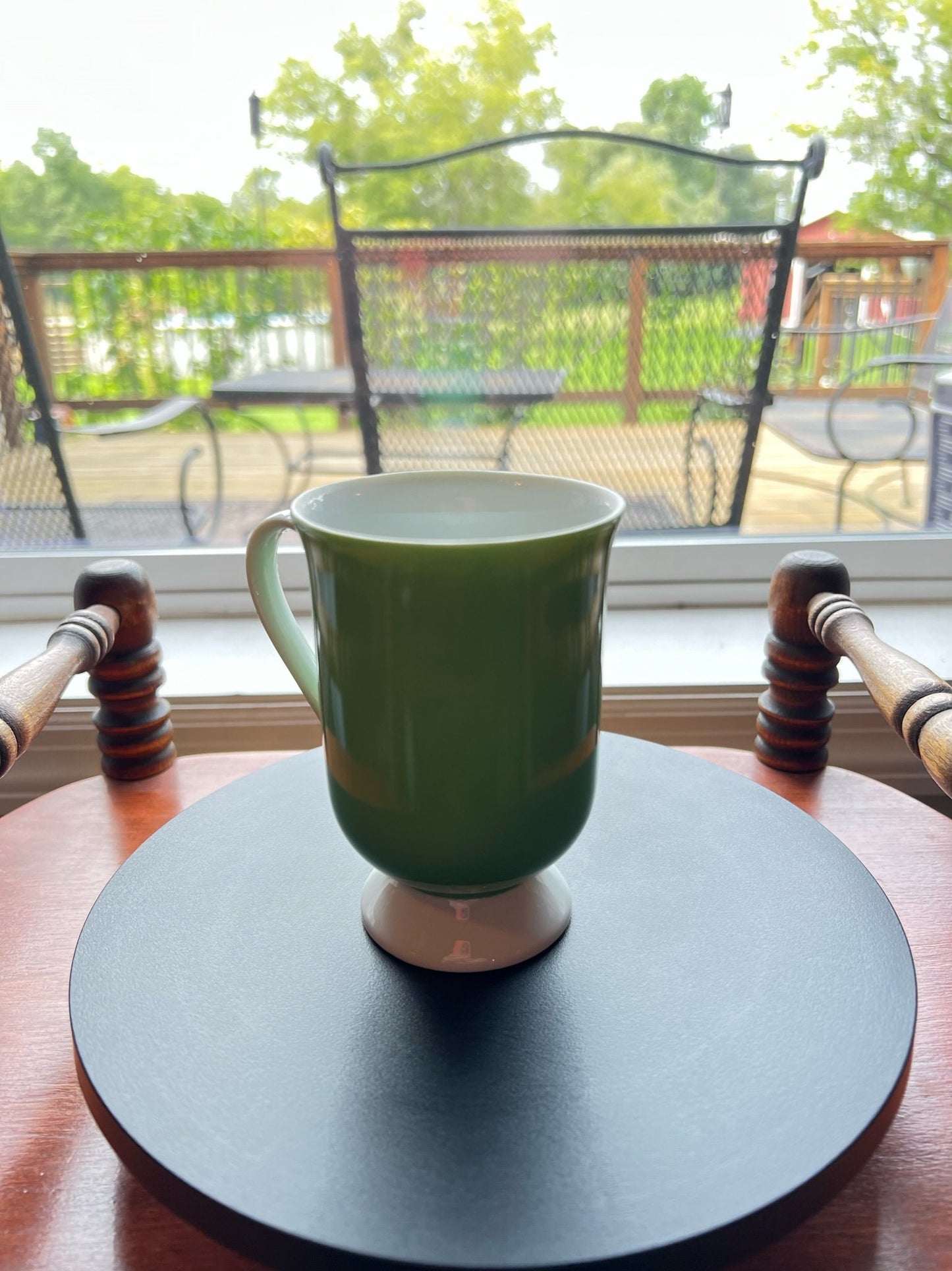 Vintage Green Glass Mug Cup by Holt Howard Footed Mug Art Lover Antiques and Vintage
