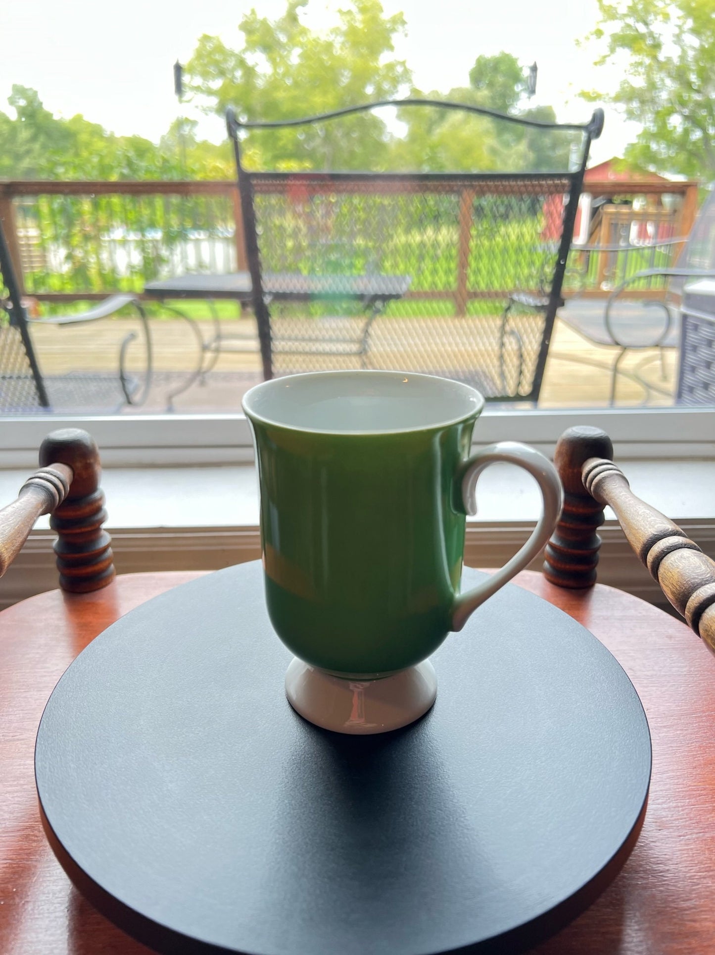Vintage Green Glass Mug Cup by Holt Howard Footed Mug Art Lover Antiques and Vintage