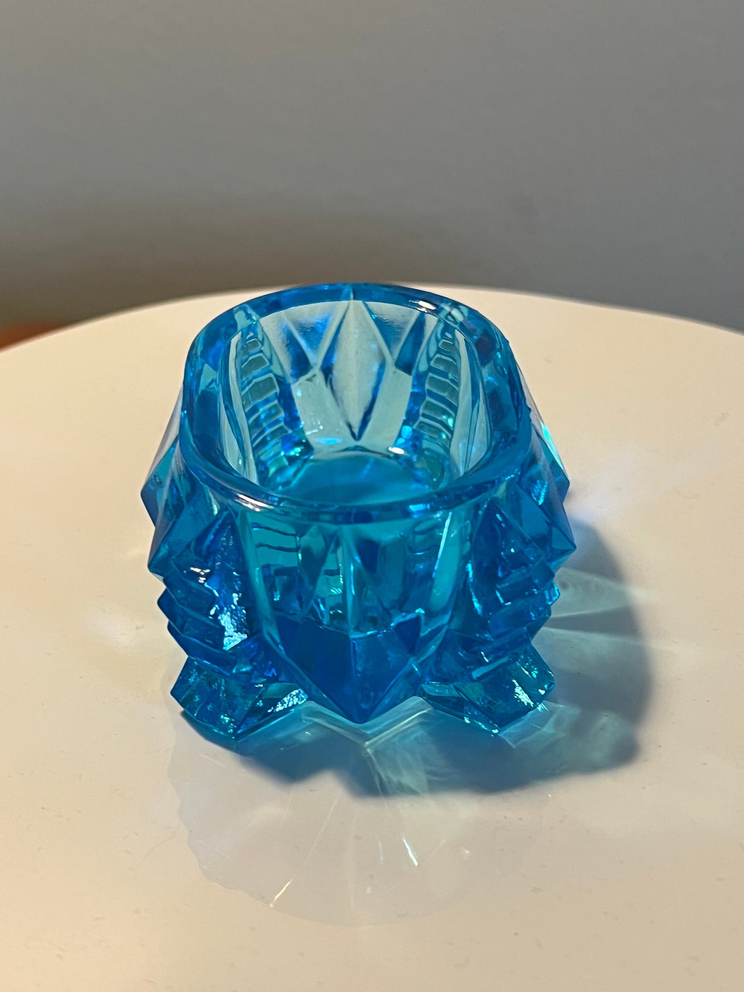 Vintage Blue Cut Glass Rectangular Figurine Sugar Dish, Toothpick Holder, Container Glass Art Lover Antiques and Vintage