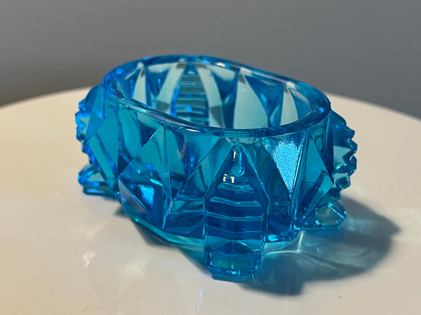 Vintage Blue Cut Glass Rectangular Figurine Sugar Dish, Toothpick Holder, Container Glass Art Lover Antiques and Vintage