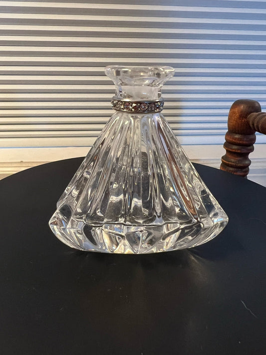 Vintage Lenox Crystal Perfume Bottle with Stopper Diamonds and Pearls Pave Jewels Faceted Art Glass Lover Antiques and Vintage