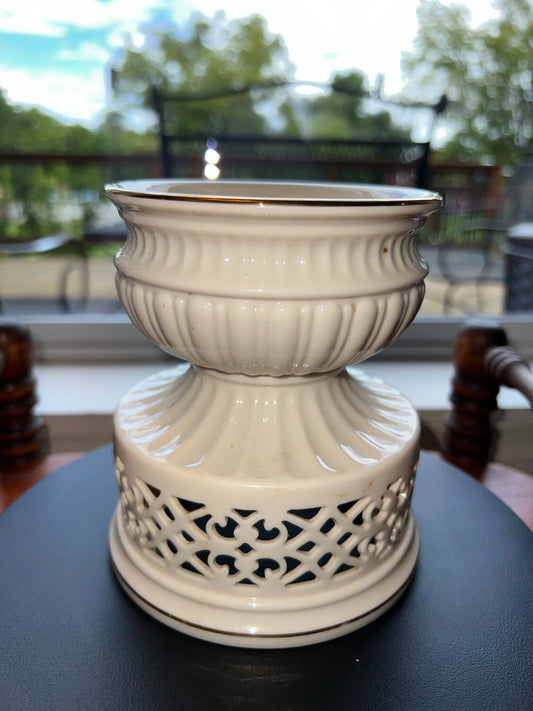 Vintage Lenox Illuminations Collection Pillar Ivory Candleholder Gold Gild Lover Antiques and Vintage