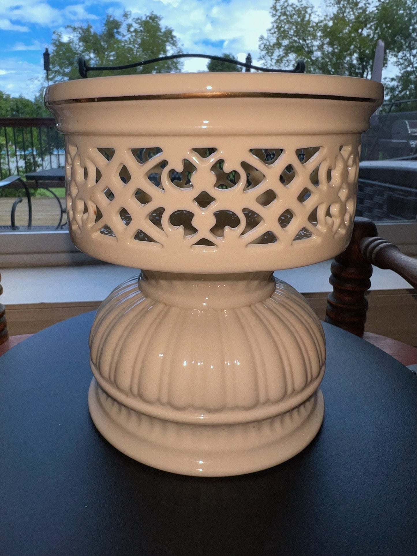 Vintage Lenox Illuminations Collection Pillar Ivory Candleholder Gold Gild Lover Antiques and Vintage