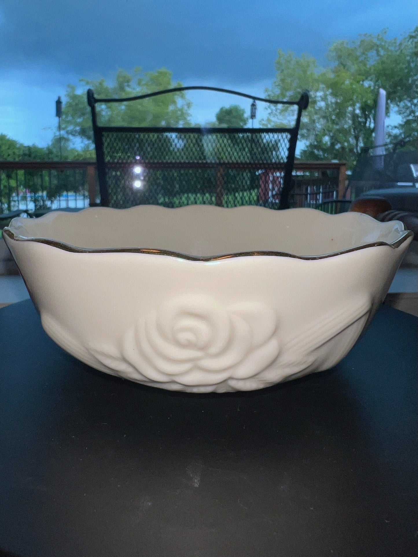 Vintage Lenox Porcelain Rose Blossom Bowl 24K Gold Gilding Lover Antiques and Vintage