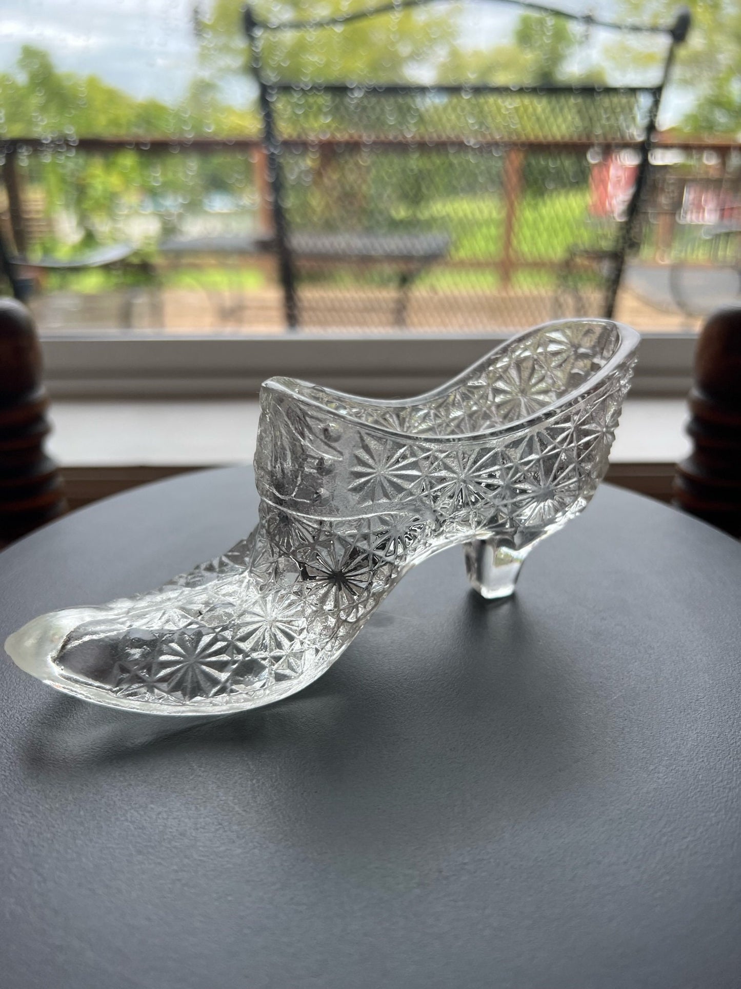 Vintage Fenton Daisy and Button Slipper Shoe Clear Princess Slipper Glass Art Lover Antiques and Vintage