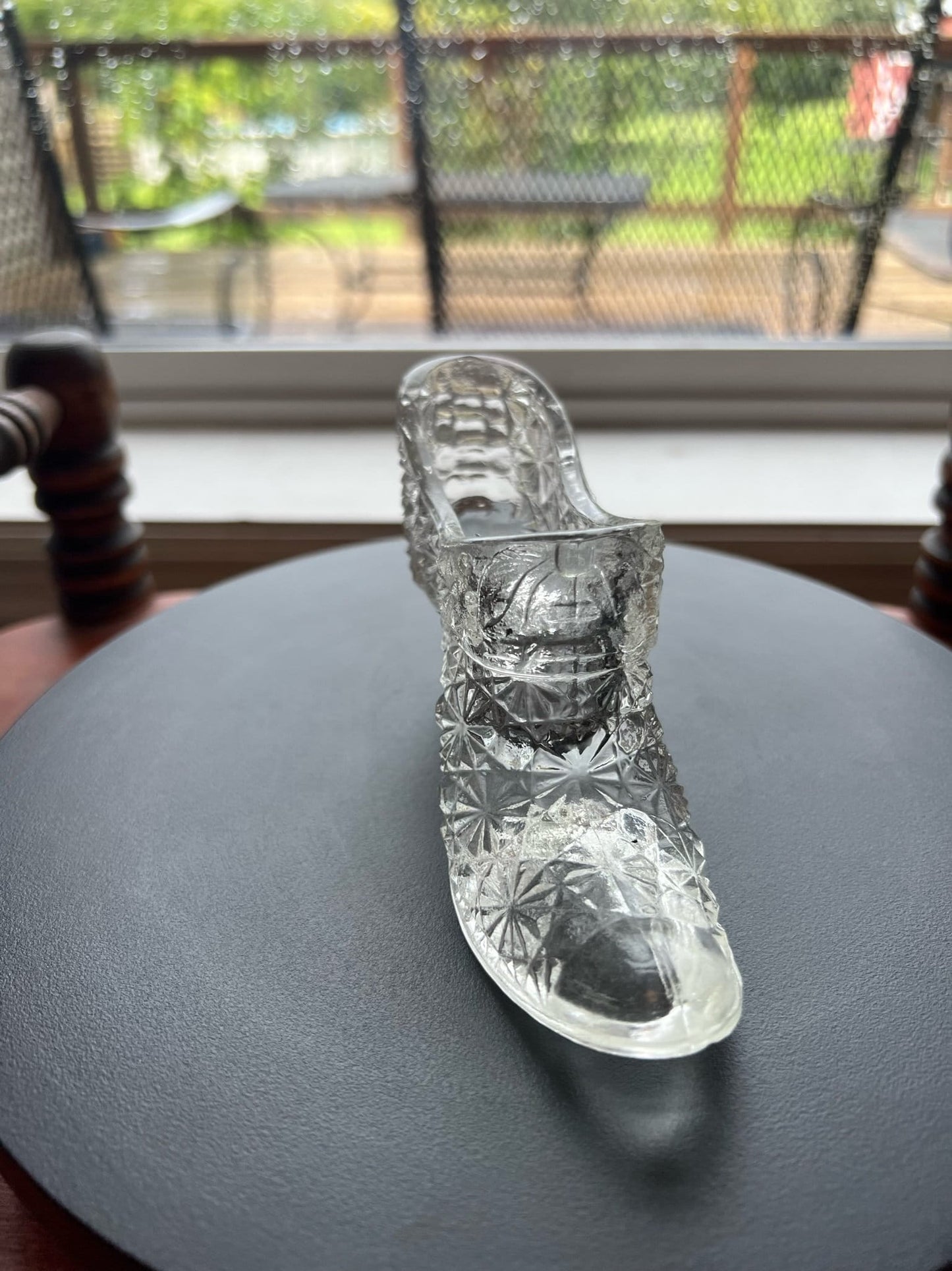 Vintage Fenton Daisy and Button Slipper Shoe Clear Princess Slipper Glass Art Lover Antiques and Vintage