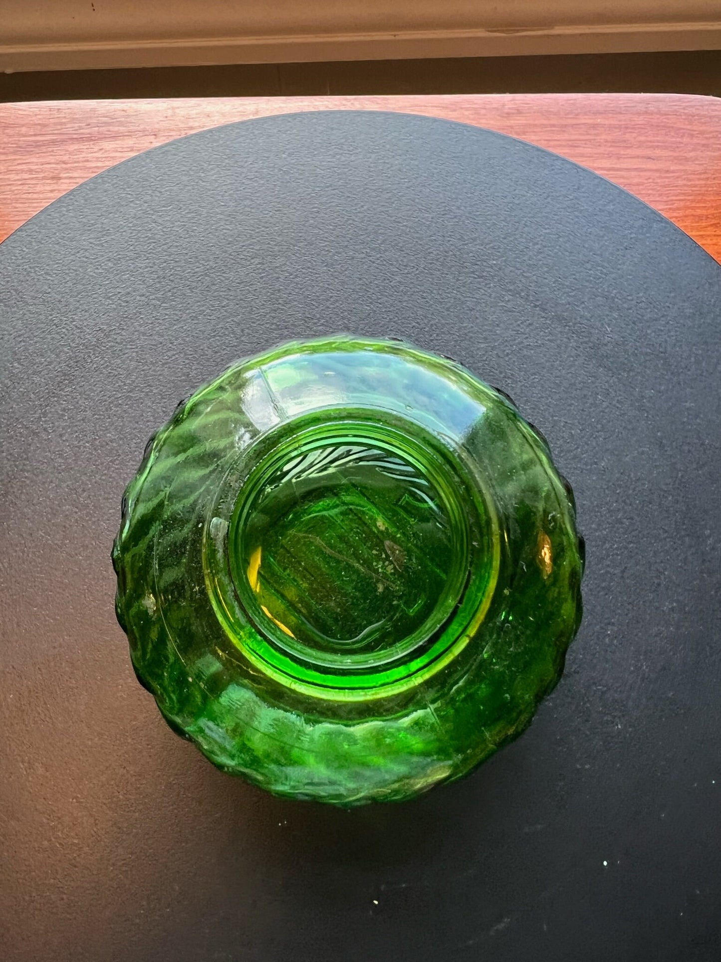 Antique Emerald Green Glass Art Inkwell Vanity Jar Dish Container Made in USA EUC Lover Antiques and Vintage