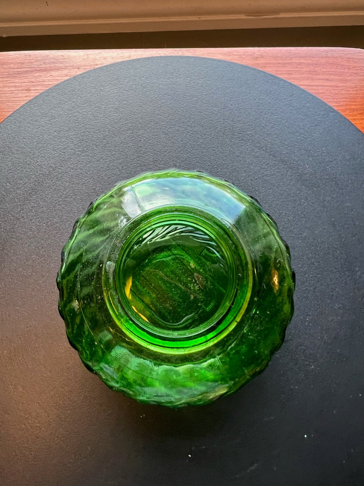 Antique Emerald Green Glass Art Inkwell Vanity Jar Dish Container Made in USA EUC Lover Antiques and Vintage
