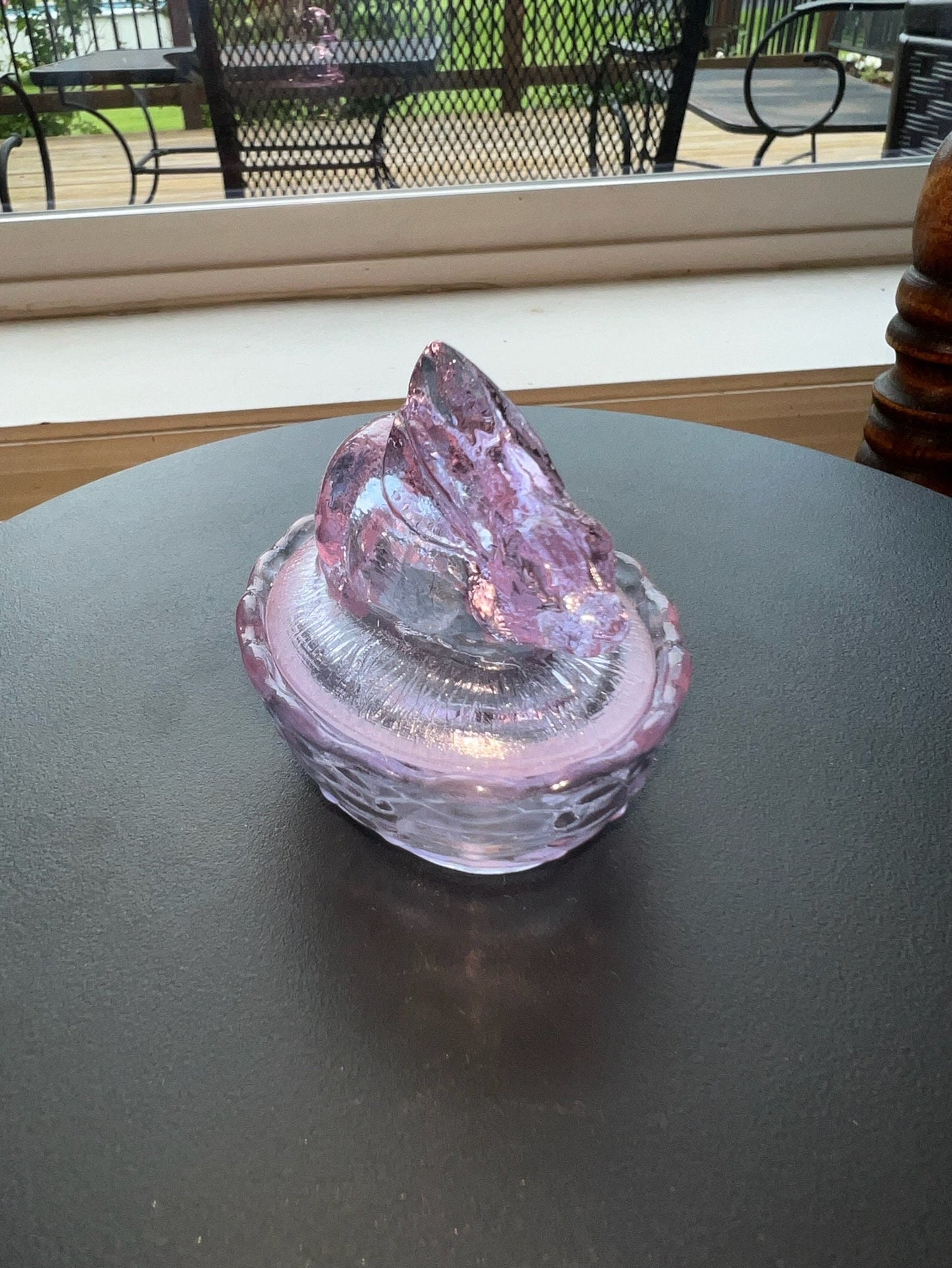 Vintage Rabbit Alexandrite Covered Dish Nesting Pink Glass Bunny Candy Dish Summit Art Russ Vogelsong Hand Pressed Figurines Lover Antiques