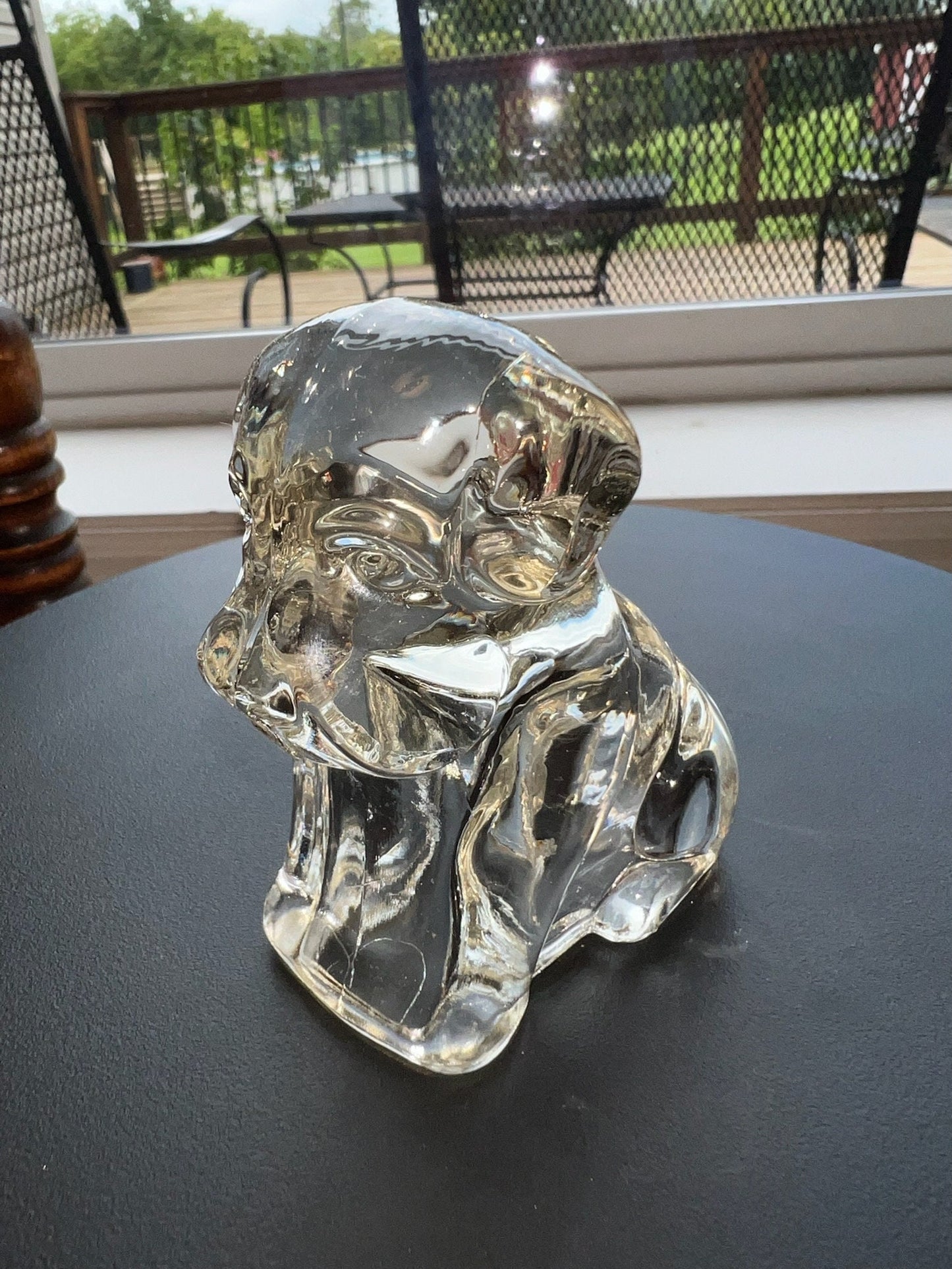 Vintage Mopey Sad Puppy Dog Hollow Glass Art Figurine Clear Glass 1940’s Federal Glass Lover Antiques and Vintage