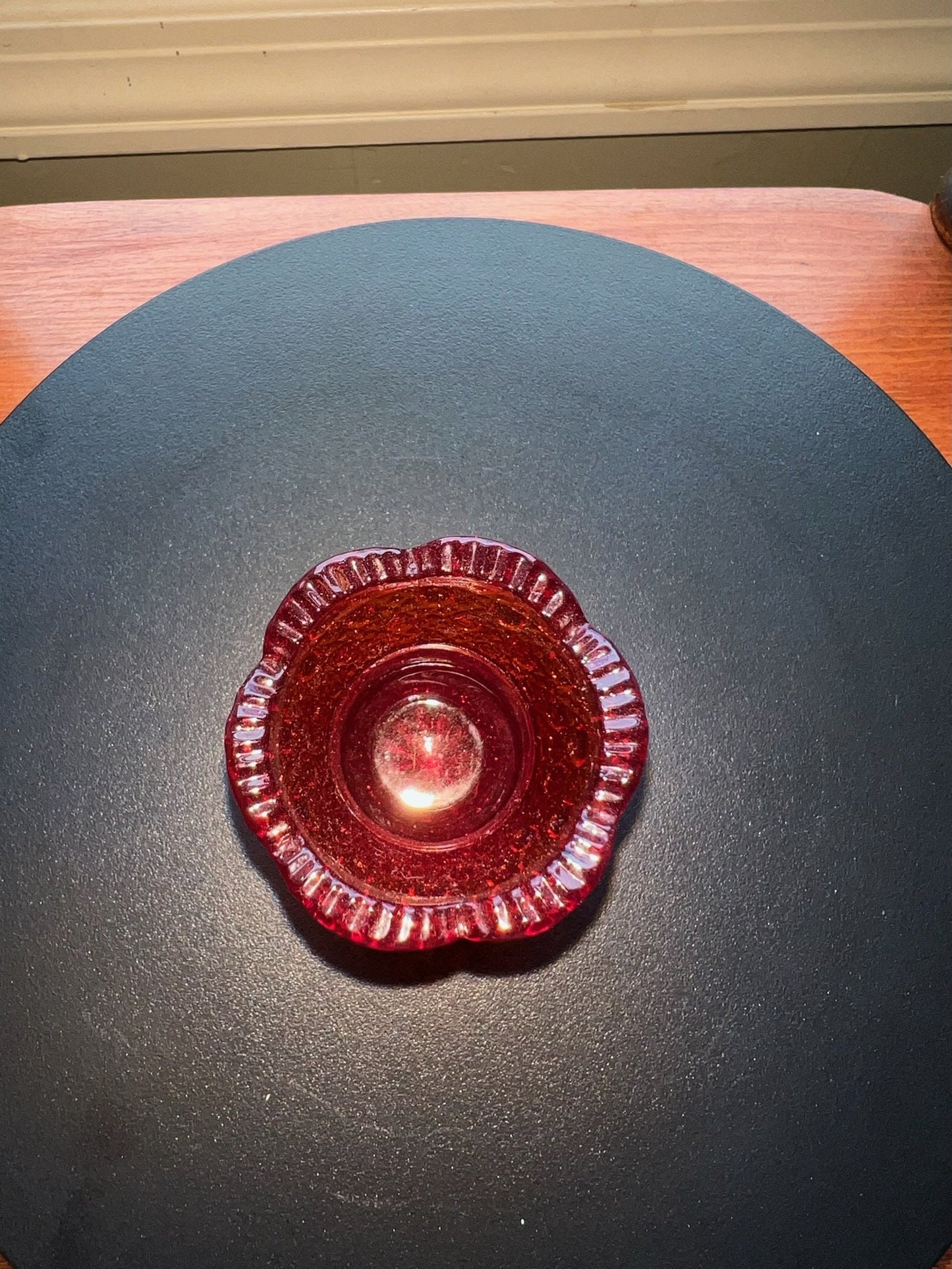 Vintage Ruby Red Amberina Cut Glass Figurine Sugar Dish, Toothpick Holder, Container Glass Art Lover Antiques and Vintage