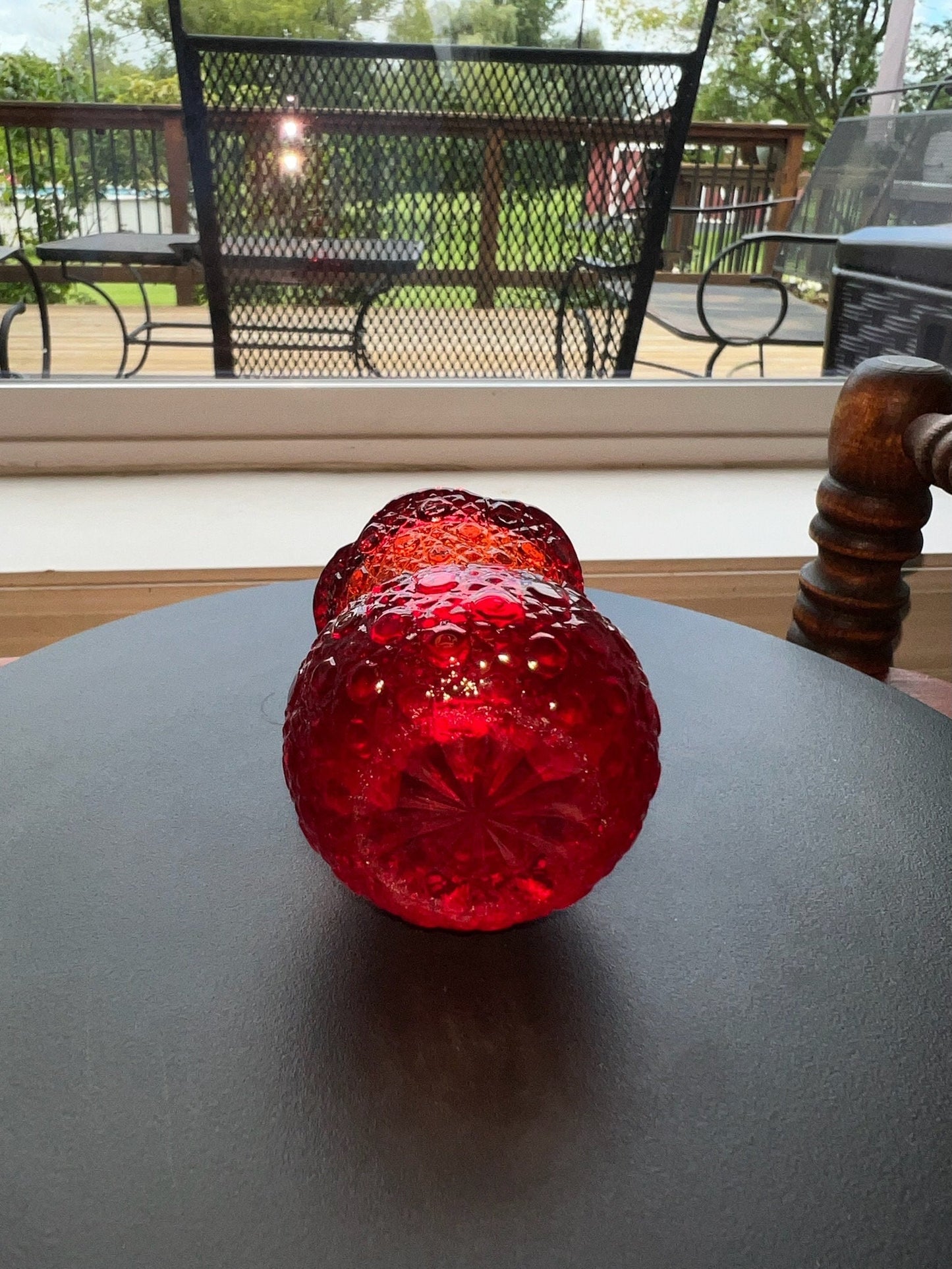 Vintage Ruby Red Amberina Cut Glass Figurine Sugar Dish, Toothpick Holder, Container Glass Art Lover Antiques and Vintage