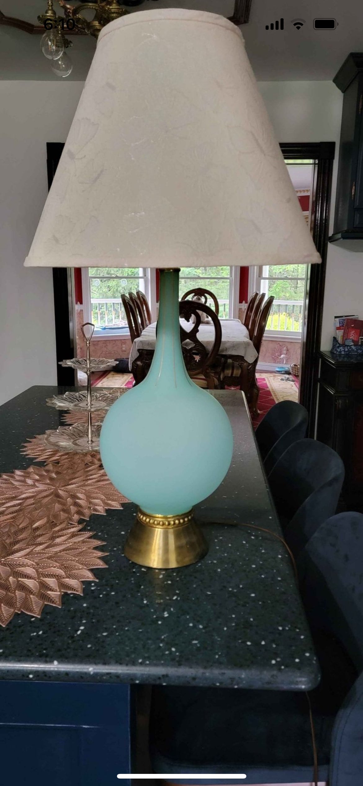 Vintage Green Frosted Mid Century Modern Lamp Lover Antiques and Vintage