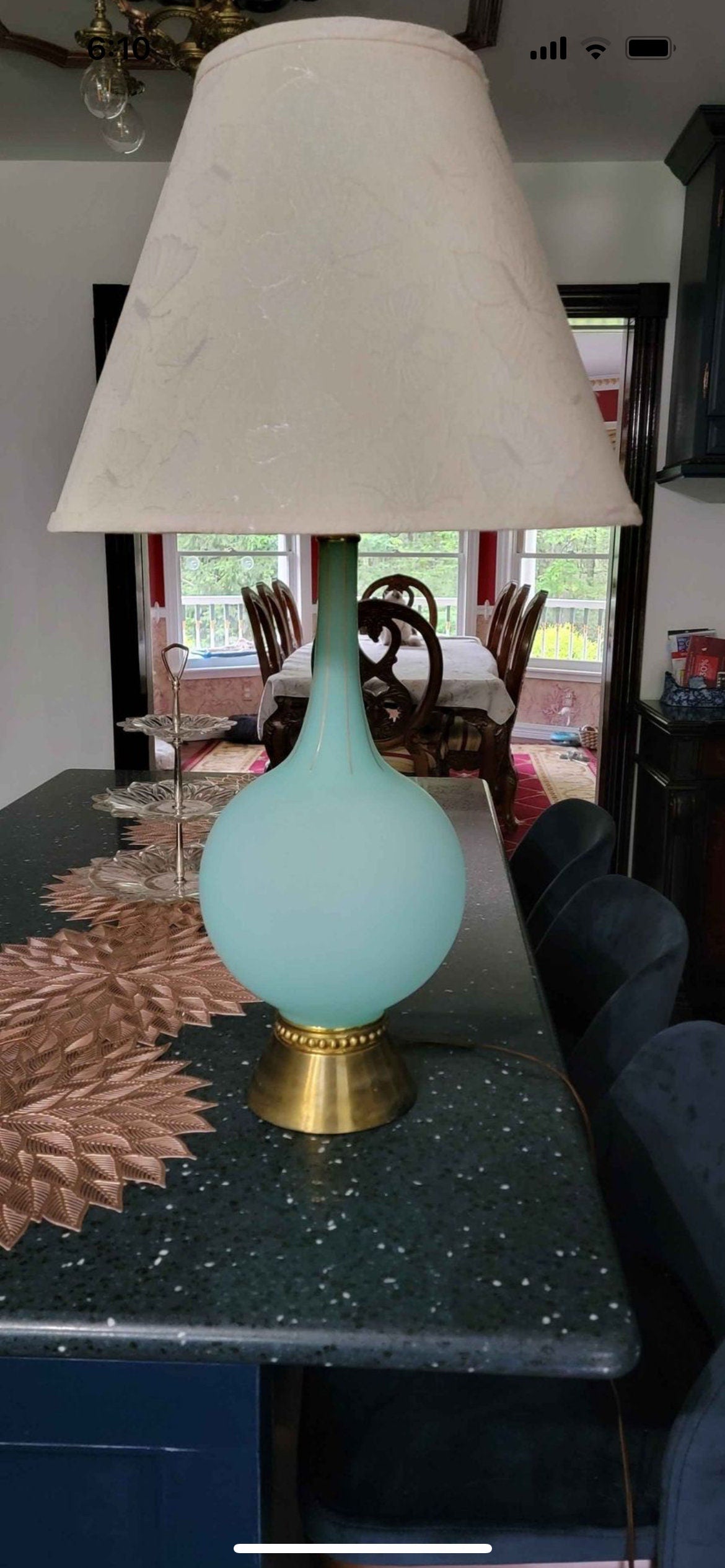 Vintage Green Frosted Mid Century Modern Lamp Lover Antiques and Vintage