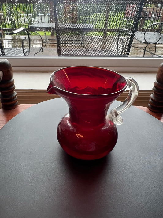 Vintage Ruby Red Mini Pitcher Mini Treasure Small Vase Lover Antiques and Vintage