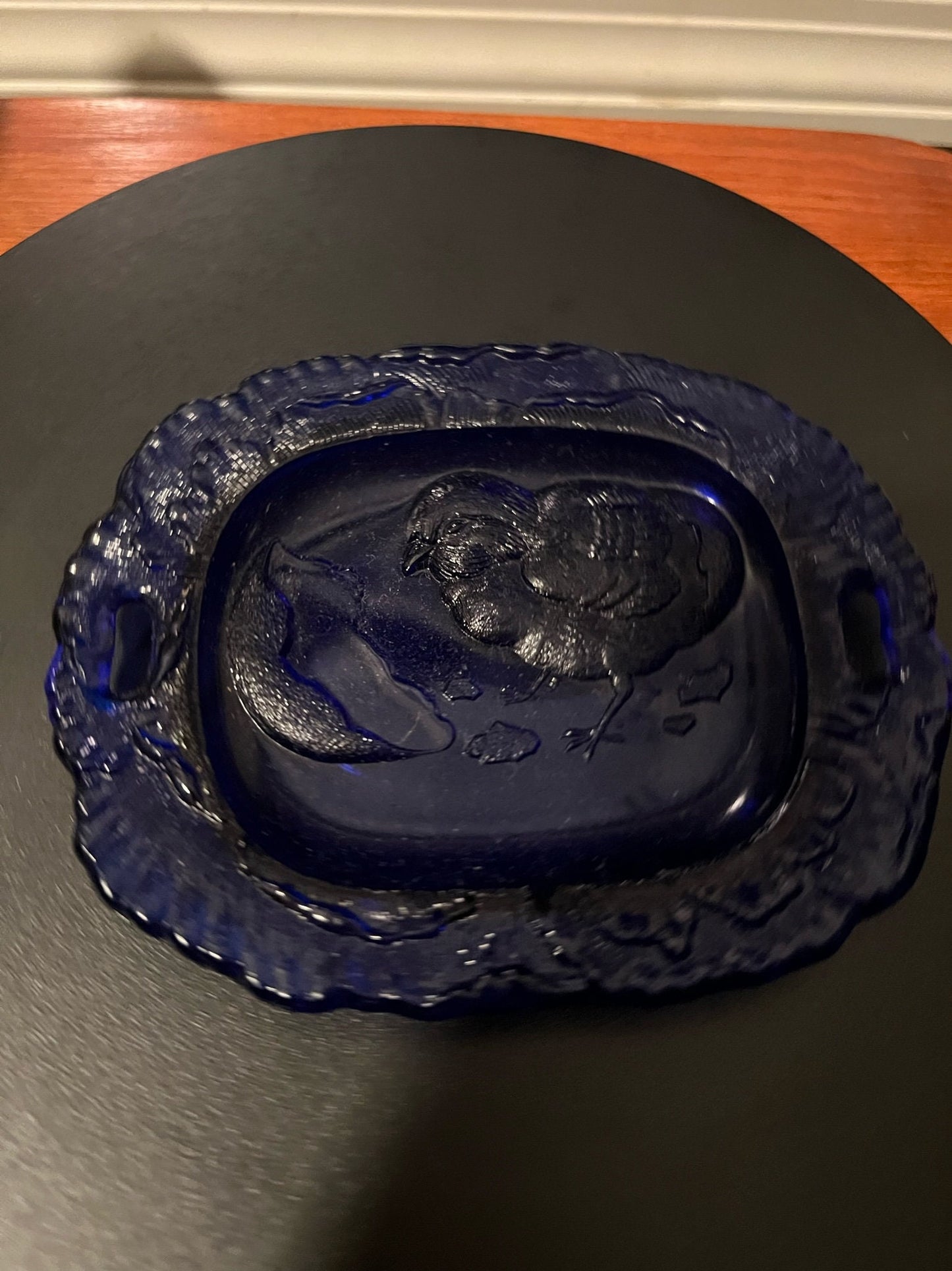 Vintage Purple Pressed Glass Plate with Chick Emerging from Egg Glass Art Small Plate Lover Antiques and Vintage