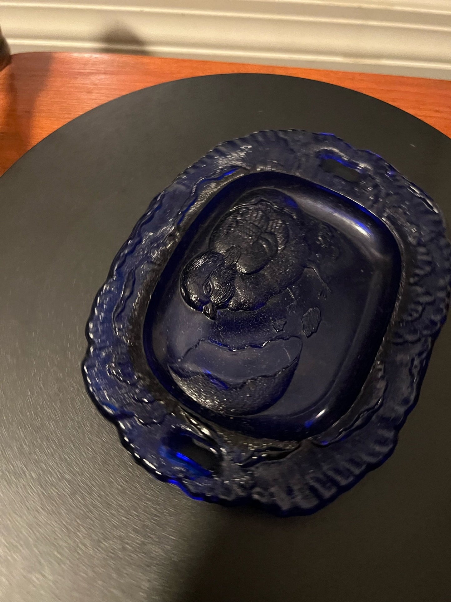 Vintage Purple Pressed Glass Plate with Chick Emerging from Egg Glass Art Small Plate Lover Antiques and Vintage