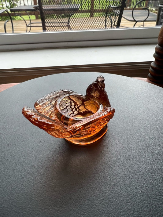 Vintage Amber Degenhart Glass Bird, Rooster, Salt Cellar, Art Glass Rooster Dish Holder Art Glass Home Decor Lover Antiques and Vintage