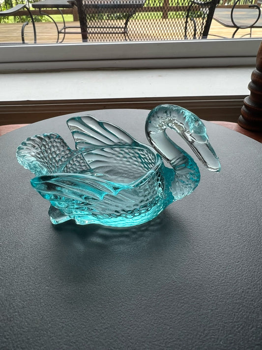 Vintage Blue Degenhart Glass Swan, Salt Cellar, Art Glass Rooster Dish Holder Art Glass Home Decor Lover Antiques and Vintage